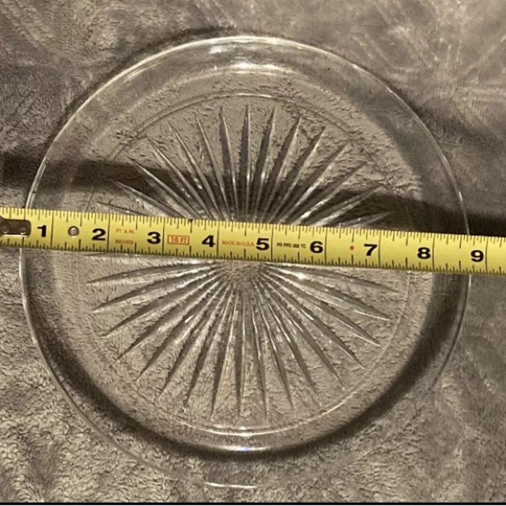 Vintage Lead Crystal Starburst Plate 8.5” Lip Edge Excellent Condition